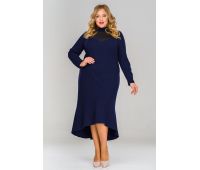 длинное синее платье в пол для полных